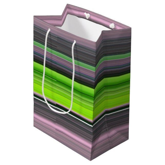 Abstract #1: Lime and grey Medium Gift Bag (Front Angled)