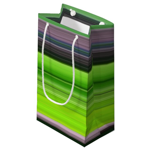 Abstract #1: Lime and grey Small Gift Bag (Front Angled)