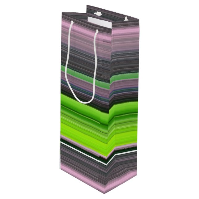 Abstract #1: Lime and grey Wine Gift Bag (Front Angled)