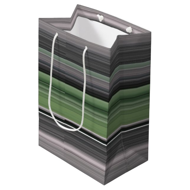 Abstract #1: Olive green and grey Medium Gift Bag (Front Angled)