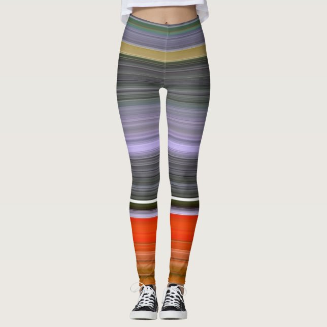Abstract #1: Orange and grey Leggings (Front)