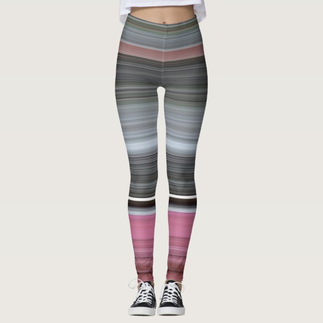 Abstract #1: Pink and grey Leggings (Front)