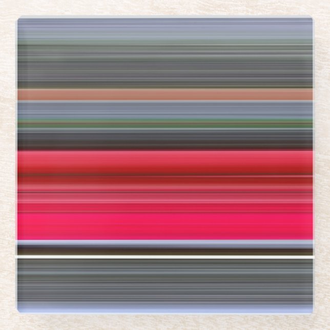 Abstract #1: Red and Grey Glass Coaster (Front)