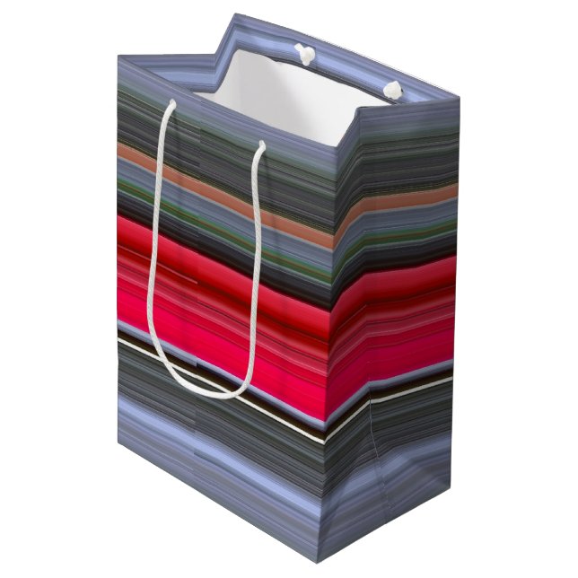 Abstract #1: Red and Grey Medium Gift Bag (Front Angled)