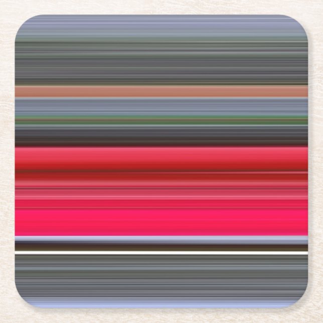 Abstract #1: Red and Grey Square Paper Coaster (Front)