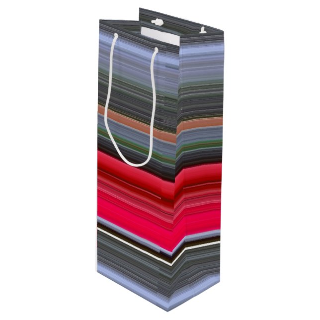 Abstract #1: Red and Grey Wine Gift Bag (Front Angled)
