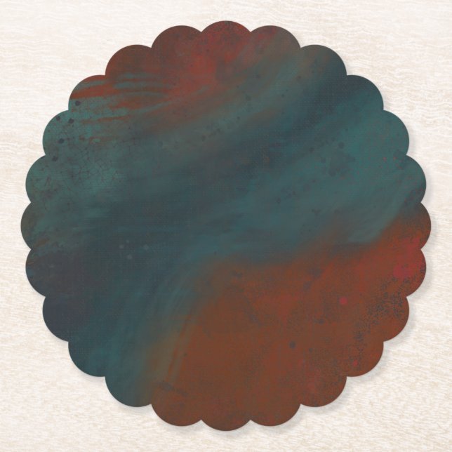 Abstract 1: reds and blues paper coaster (Front)