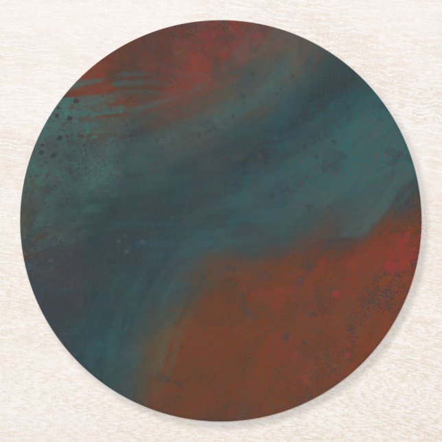 Abstract 1: reds and blues round paper coaster (Front)