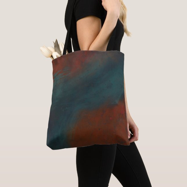 Abstract 1: reds and blues tote bag (Close Up)