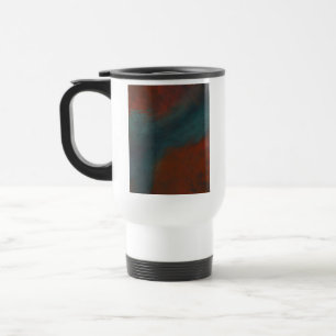 Abstract 1: reds and blues travel mug