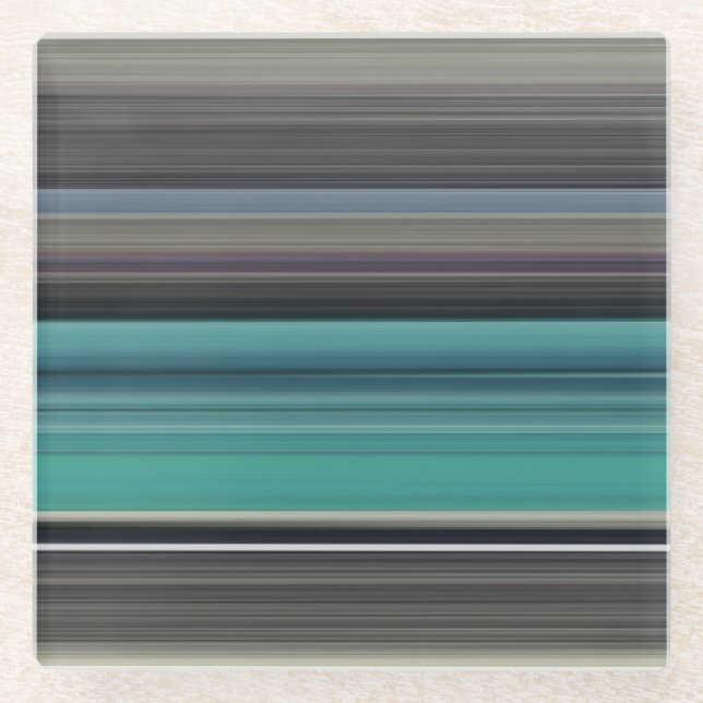 Abstract #1: Teal and grey Glass Coaster (Front)