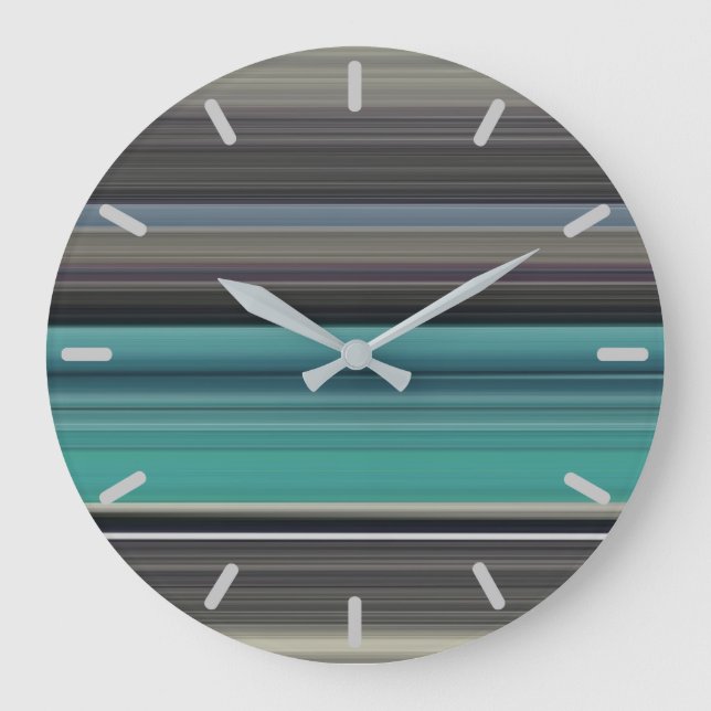 Abstract #1: Teal and grey Large Clock (Front)