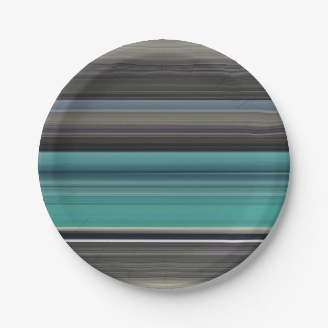 Abstract #1: Teal and grey Paper Plate (Front)
