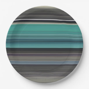 Abstract #1: Teal and grey Paper Plate