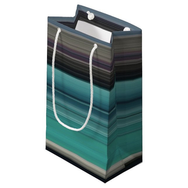Abstract #1: Teal and grey Small Gift Bag (Front Angled)