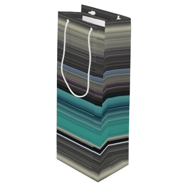 Abstract #1: Teal and grey Wine Gift Bag (Front Angled)