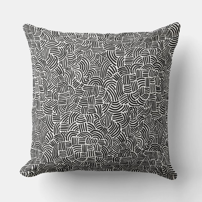 Abstract 200923 - Black on White Cushion (Front)