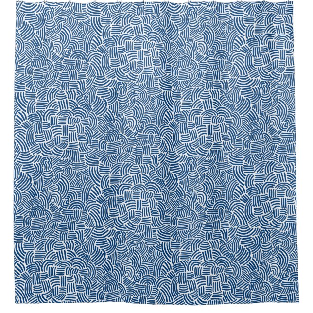 Abstract 200923 - Shibori Blue on White Shower Curtain (Front)