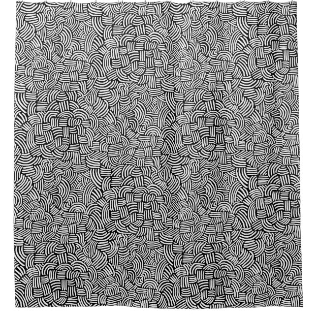 Abstract 200923 - White on Black Shower Curtain (Front)