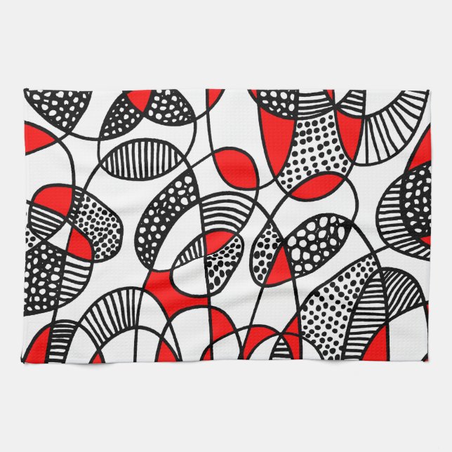Abstract 211216 - Red Tea Towel (Horizontal)