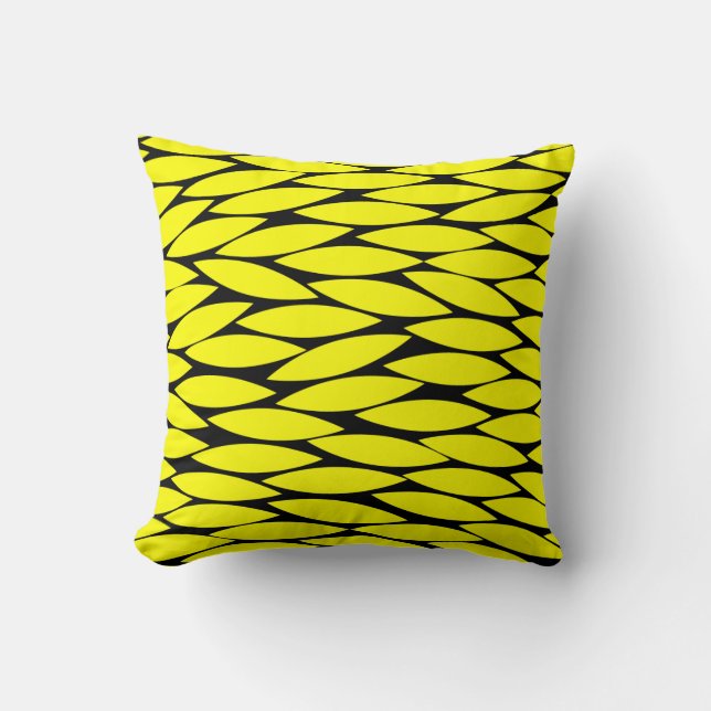 Abstract 250713 - Yellow on Black Cushion (Front)