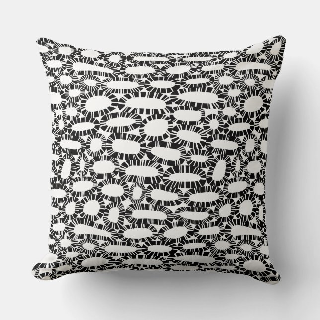 Abstract 250923 - Black on White Cushion (Front)
