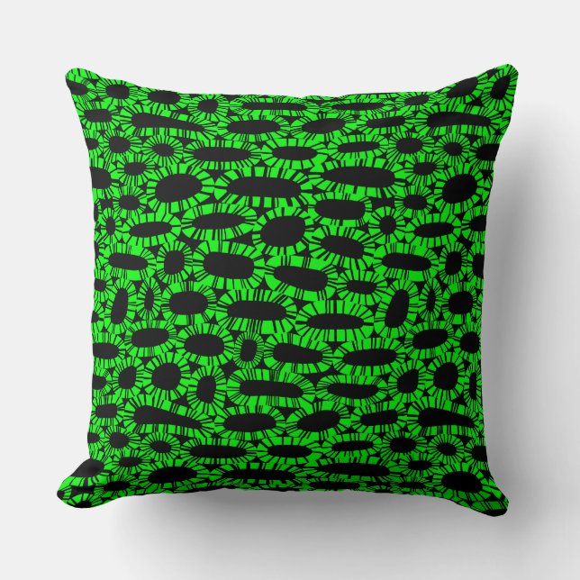 Abstract 250923 - Green on Black Cushion (Front)