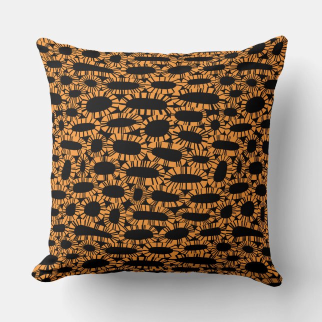 Abstract 250923 - Light Orange on Black Cushion (Front)