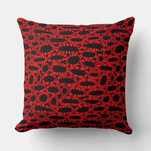 Abstract 250923 - Red on Black Cushion (Front)