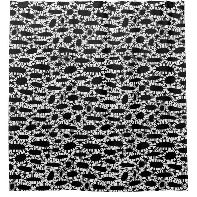 Abstract 250923 - White on Black Shower Curtain (Front)