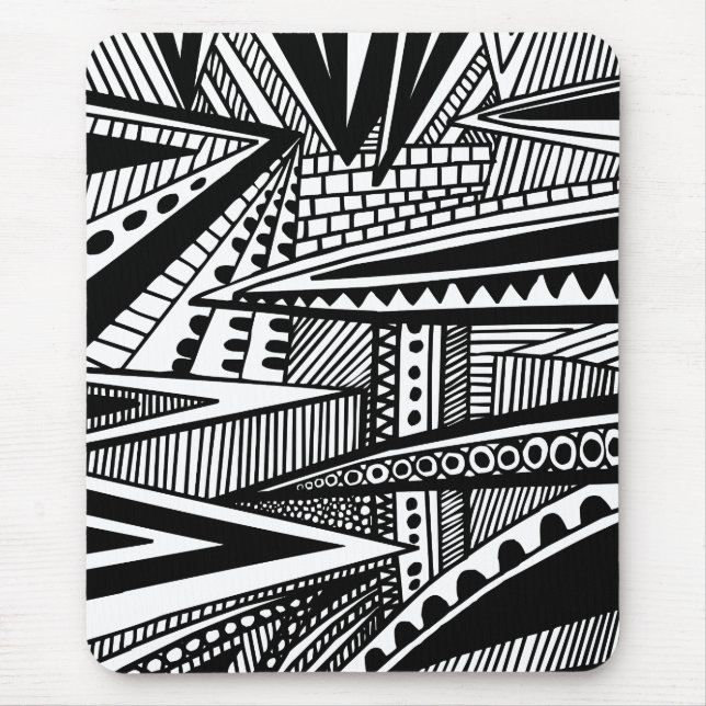 Abstract 25 - Black and White Mouse Mat (Front)