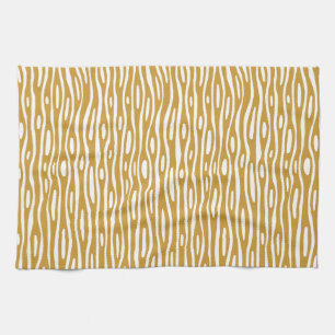 Abstract 280314 - Gold Brown on White Tea Towel