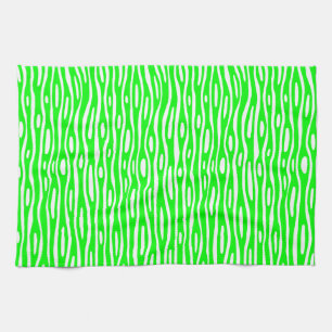 Abstract 280314 - Green on White Tea Towel