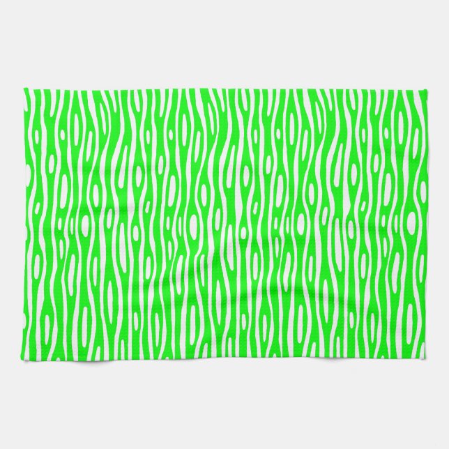 Abstract 280314 - Green on White Tea Towel (Horizontal)