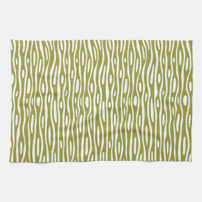 Abstract 280314 - Olive on White Tea Towel (Horizontal)