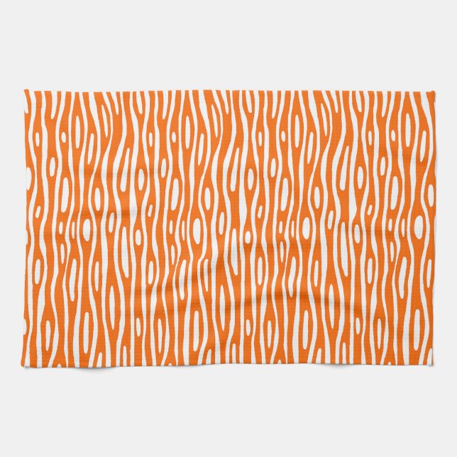 Abstract 280314 - Orange on White Tea Towel (Horizontal)