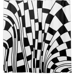 Abstract 290417 - Black on White Shower Curtain