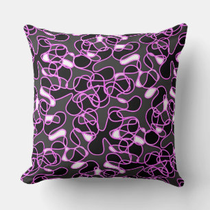 Abstract 290523 Black, Magenta and White Cushion
