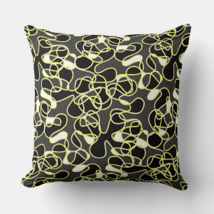 Abstract 290523 Black, Yellow and White Cushion