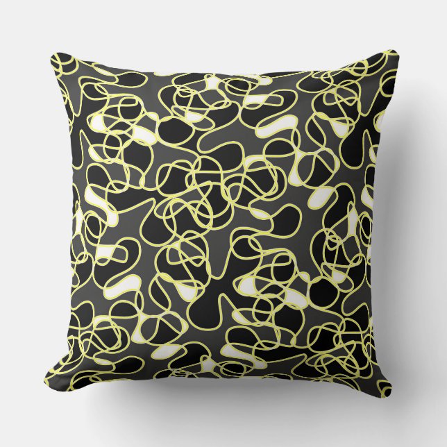 Abstract 290523 Black, Yellow and White Cushion (Front)
