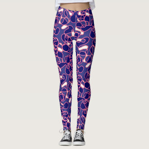Abstract 290523 Deep Navy, Red and White Leggings