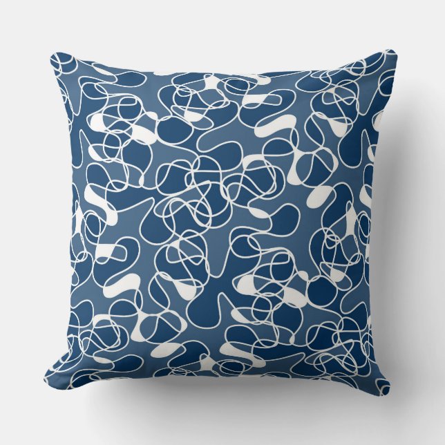 Abstract 290523 Shibori Blue and White Cushion (Front)