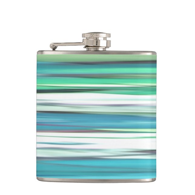 Abstract #2: Aqua blue green blur Hip Flask (Front)