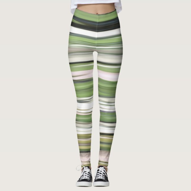 Abstract #2: Olive green blur Leggings (Front)