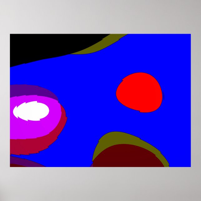 Abstract 309 - Blue Red Black Purple Poster (Front)