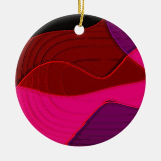 Abstract 328 - Purple Red Pink Ceramic Tree Decoration (Front)