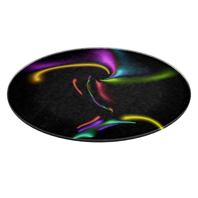 Abstract 334 Bright Graceful Shapes on Black Cutting Board (Corner)