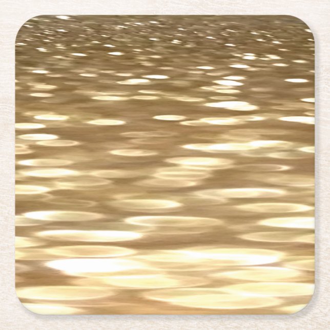 Abstract #3: Gold shimmer Square Paper Coaster (Front)