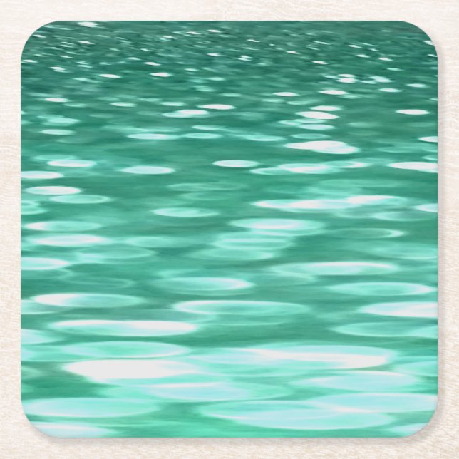 Abstract #3: Green Shimmer Square Paper Coaster (Front)