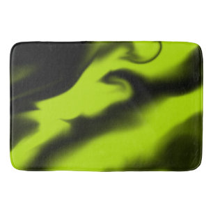 Abstract 3 in Black and Lime Green Bath Mat